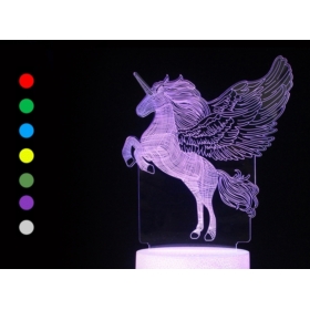 LAMPKA JEDNOROŻEC HOLOGRAM 3D Z PILOTEM 7 KOLORÓW - Gadżety na prezent