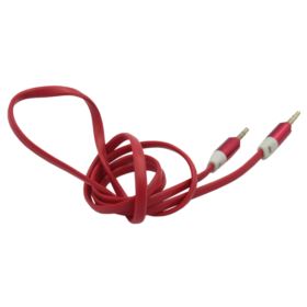 KABEL AUDIO AUX MINI JACK 3.5MM 1M CZERWONY PŁASKI NIEPLĄCZĄCY PRZEWÓD