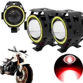 LAMPA MOTOCYKLOWA 2 SZTUKI CZERWONY RING LED CREE U7