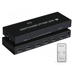 PRZEŁĄCZNIK HDMI SWITCH 4 PORTY WYJŚCIOWE MATRIX 4Kx2K ROZDZIELACZ Z PILOTEM CZARNY