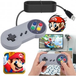 RETRO PAD DO SUPER NINTENDO PRZEWODOWY NA USB SZARY