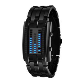 ZEGAREK BINARNY LED Z METALOWĄ BRANSOLETĄ CZARNY 18CM