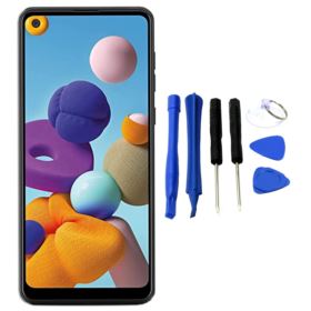 WYŚWIETLACZ Z DIGITIZEREM SAMSUNG GALAXY A21S SM-A217F Z NARZĘDZIAMI I RAMKĄ CZARNY