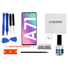 WYŚWIETLACZ I DIGITIZER SAMSUNG GALAXY A71 Z ZESTAWEM NAPRAWCZYM I RAMKĄ CZARNY