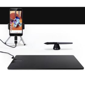 TABLET GRAFICZNY HUION HS610 Z PIÓREM I RYSIKAMI CZARNY