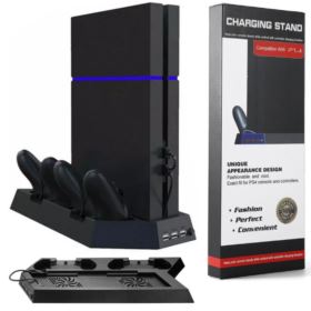 PODSTAWKA CHŁODZĄCA PS4 Z ŁADOWARKĄ DO PADÓW DUALSHOCK I Z HUBEM USB CZARNA - Akcesoria rtv agd