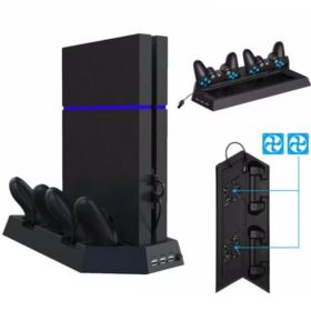 PODSTAWKA CHŁODZĄCA PS4 Z ŁADOWARKĄ DO PADÓW DUALSHOCK I Z HUBEM USB CZARNA - Akcesoria rtv agd