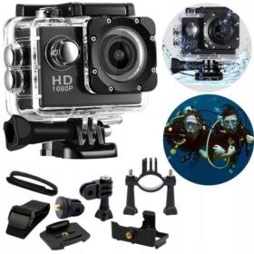 KAMERA SPORTOWA WODOSZCZELNA FULL HD 1080P Z AKCESORIAMI CZARNA