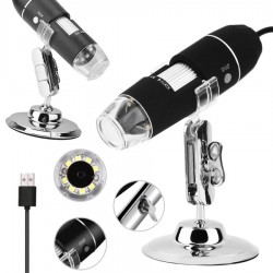 MIKROSKOP CYFROWY USB 1600X 8 LED 2MPX Z KABLEM I STATYWEM CZARNY