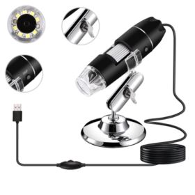 MIKROSKOP CYFROWY USB 1600X 8 LED 2MPX Z KABLEM I STATYWEM CZARNY