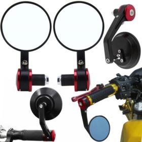 LUSTERKA MOTOCYKLOWE QUAD SKUTER ATV OKRĄGŁE 2 SZT. ZE ŚCIERECZKĄ