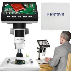 MIKROSKOP CYFROWY Z WYŚWIETLACZEM LCD 1000x 1080P 8 LED INSKAM-307 + SZMATKA ŚCIERECZKA Z MIKROFIBRY KRZYMARK