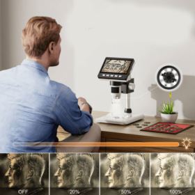 MIKROSKOP CYFROWY Z WYŚWIETLACZEM LCD 1000x 1080P 8 LED INSKAM-307 + SZMATKA ŚCIERECZKA Z MIKROFIBRY KRZYMARK