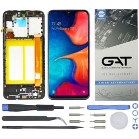 WYŚWIETLACZ Z DIGITIZEREM SAMSUNG GALAXY A20E A10E Z RAMKĄ I NARZĘDZIAMI GAT IPS CZARNY
