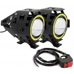 LAMPY MOTOCYKLOWE REFLEKTORY LED CREE U7 CZERWONE Z PRZEŁĄCZNIKIEM NA KIEROWNICĘ