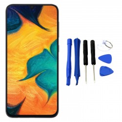 WYŚWIETLACZ Z DIGITIZEREM SAMSUNG GALAXY A30 A305F Z NARZĘDZIAMI I RAMKĄ CZARNY