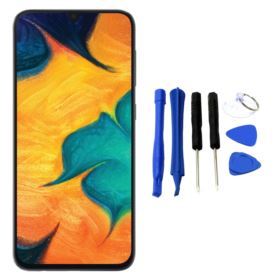 WYŚWIETLACZ Z DIGITIZEREM SAMSUNG GALAXY A30 A305F Z NARZĘDZIAMI I RAMKĄ CZARNY