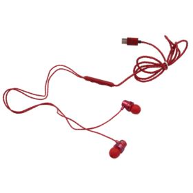 SŁUCHAWKI DOUSZNE  T1 USB-C Z MIKROFONEM CZERWONE