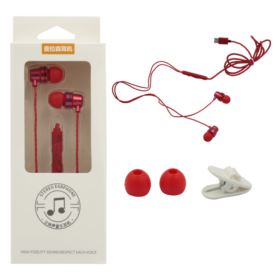 SŁUCHAWKI DOUSZNE  T1 USB-C Z MIKROFONEM CZERWONE