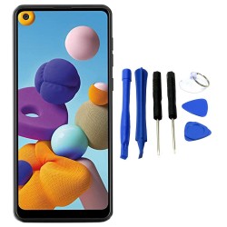 WYŚWIETLACZ Z DIGITIZEREM SAMSUNG GALAXY A21S SM-A217F Z NARZĘDZIAMI I RAMKĄ CZARNY
