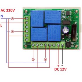 ZESTAW DO ZDALNEGO STEROWANIA Z PILOTEM RF O ZASIĘGU 70 METR&Oacute;W 4 KANAŁOWY