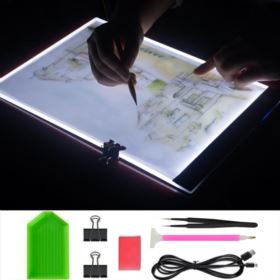 DESKA KREŚLARSKA LED A4 PODŚWIETLANA LIGHT PAD Z ZESTAWEM AKCESORI&Oacute;W