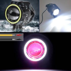LAMPA MOTOCYKLOWA REFLEKTOR LED CREE U7 CZERWONY RING