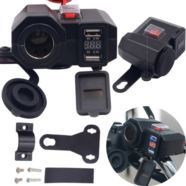 ŁADOWARKA DO MOTOCYKLA USB Z GNIAZDEM ZAPALNICZKI I VOLTOMIERZEM