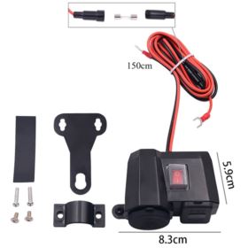 ŁADOWARKA DO MOTOCYKLA USB Z GNIAZDEM ZAPALNICZKI I VOLTOMIERZEM