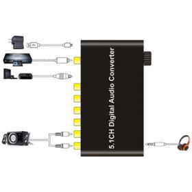 KONWERTER DEKODER SYGNAŁU CYFROWEGO NA ANALOGOWY COAXIAL SPDIF NA RCA 5.1