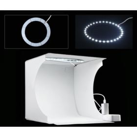 NAMIOT BEZCIENIOWY 20CM Z RINGIEM LED I 6 TŁAMI FOTOGRAFICZNYMI