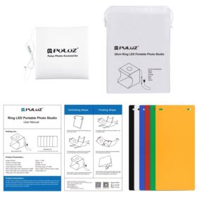 NAMIOT BEZCIENIOWY 20CM Z RINGIEM LED I 6 TŁAMI FOTOGRAFICZNYMI