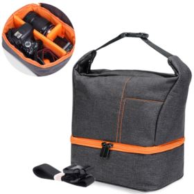 TORBA NA APARAT FOTOGRAFICZNY Z PASKIEM SZARO-POMARAŃCZOWA