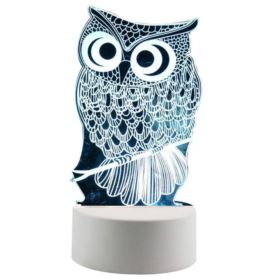 LAMPKA NOCNA SOWA LED 3D USB 3 TRYBY Z KABLEM