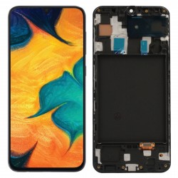 WYŚWIETLACZ Z DIGITIZEREM SAMSUNG GALAXY A30 A305 A305F Z RAMKĄ CZARNY