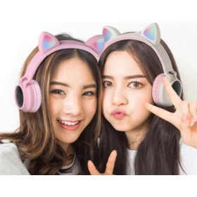 SŁUCHAWKI KOCIE USZY LED BLUETOOTH 5.0