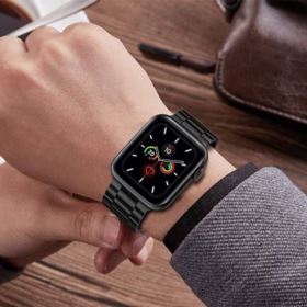PASEK DO APPLE WATCH BRANSOLETA 42/44/45MM CZARNY STALOWY
