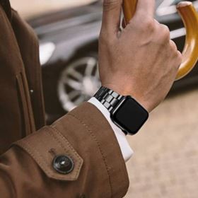 PASEK DO APPLE WATCH BRANSOLETA 42/44/45MM CZARNY STALOWY