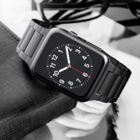 PASEK DO APPLE WATCH BRANSOLETA 42/44/45MM CZARNY STALOWY