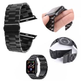 PASEK DO APPLE WATCH BRANSOLETA 42/44/45MM CZARNY STALOWY