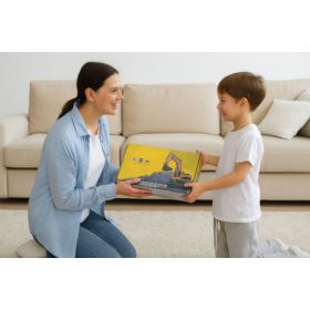 KOPARKA ZDALNIE STEROWANA Ż&Oacute;ŁTA 1:24 Z RUCHOMĄ ŁYŻKĄ I GUMOWYMI GĄSIENICAMI