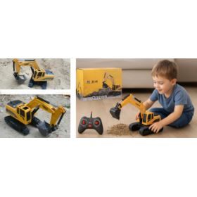KOPARKA ZDALNIE STEROWANA Ż&Oacute;ŁTA 1:24 Z RUCHOMĄ ŁYŻKĄ I GUMOWYMI GĄSIENICAMI