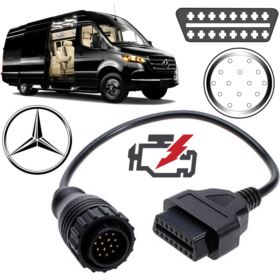 ADAPTER OBD 2 NA OBD 14 PIN MERCEDES SPRINTER VOLKSWAGEN LT PRZEJŚCI&Oacute;WKA CZARNA
