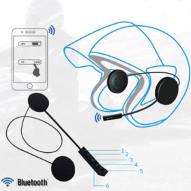 SŁUCHAWKI BLUETOOTH DO KASKU MOTOCYKLOWEGO Z MIKROFONEM I KABLEM DO ŁADOWANIA CZARNE