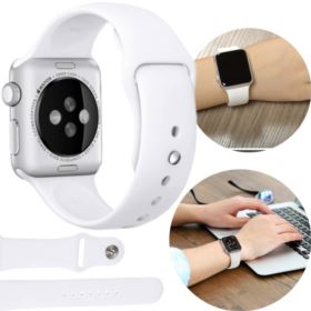 PASEK DO ZEGARKA APPLE WATCH 1 2 3 4 5 6 SE SILIKONOWY BIAŁY 42/44MM