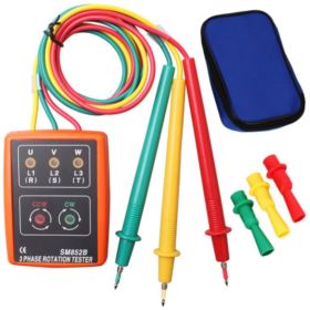 MIERNIK KOLEJNOŚCI FAZ SM852B Z 3 KLIPSAMI I POKROWCEM POMARAŃCZOWY