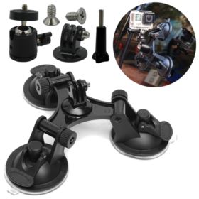 UCHWYT Z PRZYSSAWKĄ DO KAMER SPORTOWYCH TRI-ANGLE CZARNY Z OBROTOWĄ GŁOWICĄ 360 STOPNI