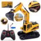 KOPARKA ZDALNIE STEROWANA ŻÓŁTA 1:24 Z RUCHOMĄ ŁYŻKĄ I GUMOWYMI GĄSIENICAMI