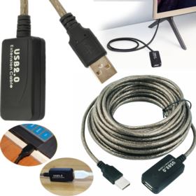 PRZEDŁUŻACZ USB 10M USB 2.0 AKTYWNY CZARNY