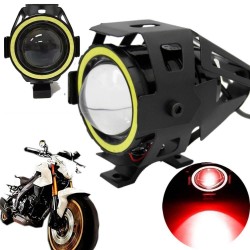 LAMPA MOTOCYKLOWA REFLEKTOR LED CREE U7 CZERWONY RING